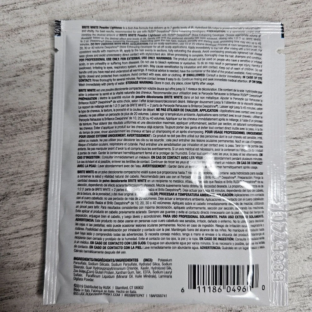 RUSK Deep Shine Brite White Lightener Powder Sample Size 1 oz each - LOT OF‎ 9